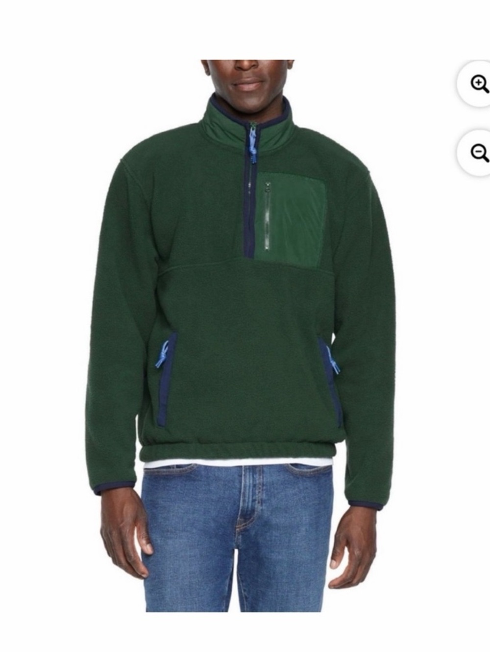 GAP Olive Green Fleece Half-Zip with Navy Trim NWT
